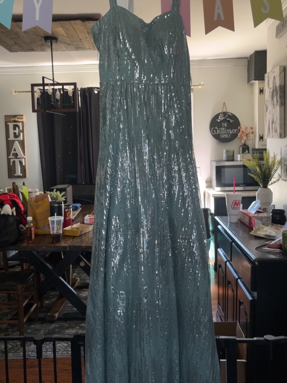 Sparkling Teal Sequin Prom Dress - Sleeveless Gown